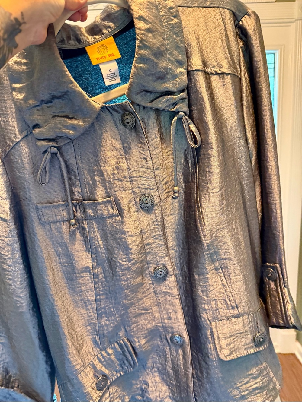 Ruby Rd. Metallic Silver Light Jacket - Picture 6 of 13
